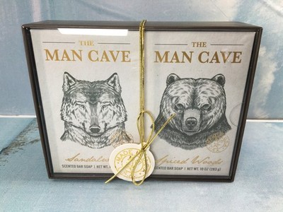 The Man Cave Bar Soap, 2 Bars: Sandalwood & Spiced Woods, 10 oz (283 g) Each