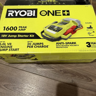 #ad RYOBI ONE 18V Cordless 1600A Jump Starter P7101VNM New O.B Tool Only $104.00