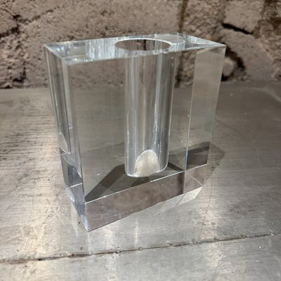 Crystal Square Flower Bud Vase by Tizo Modern Design, Crystal 1980s Post-Modern
