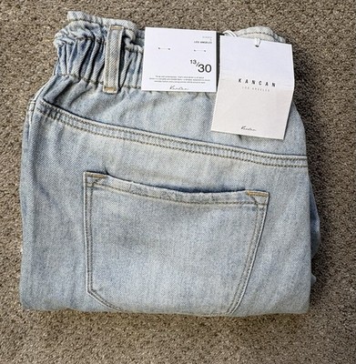 New KanCan KC9189L Paperbag Women s High Rise Light Distressed Blue Jeans 13/30