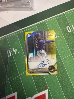 Jackson Chourio 2022 Bowman Chrome Yellow Auto /75 PSA 10