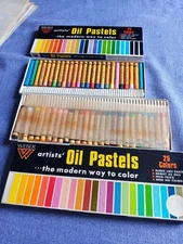 Vtg NOS 1970's Weber Oil Pastels 25pc Multi Colors Never Used Open Box--WEBER