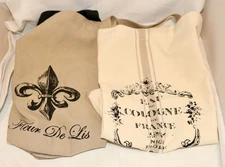 DII Design Imports French Paris Themed Tote Bag Set 2 Cotton Grocery School Shop