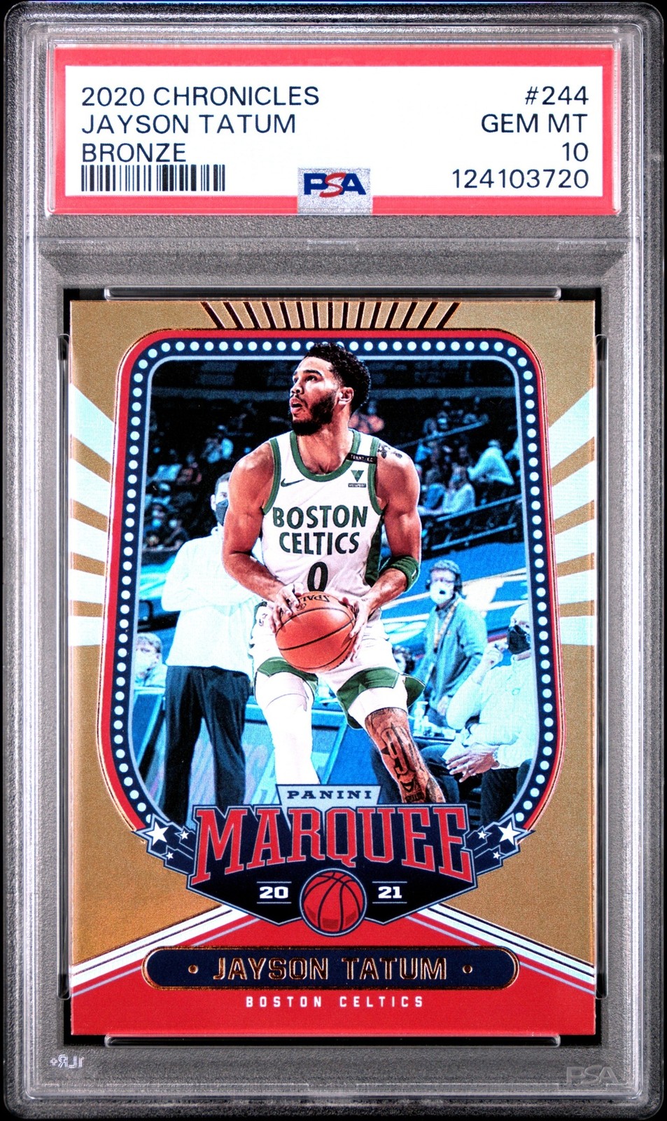 2020-21 Panini Chronicles Jayson Tatum Bronze PSA 10 Boston Celtics view 1