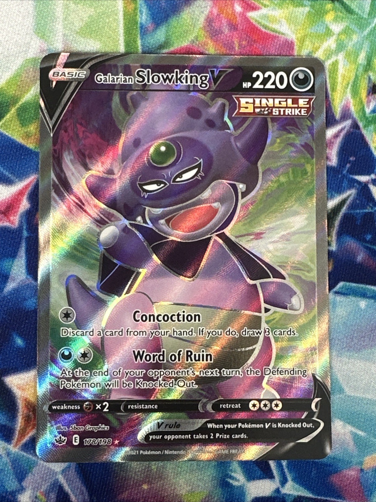 Pokémon TCG Galarian Slowking V 178/198 Full Art Chilling Reign NM