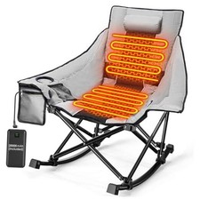 Oversized Heated Camping Chair with 2000mAh Battery, Padded  Pillow Grey