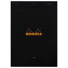 Rhodia Staplebound Notepad - Lined w/ margin 80 sheets - 8 1/4 x 11 3/4 - Black
