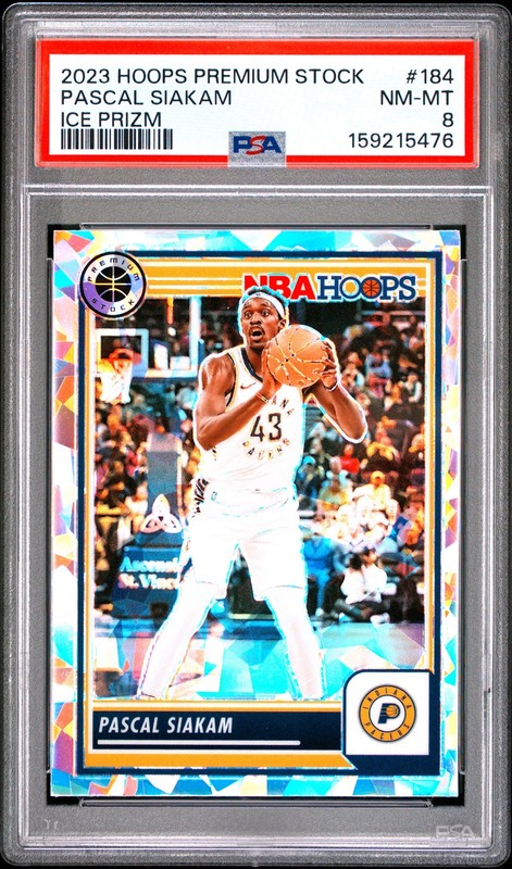 2023 PANINI HOOPS PREMIUM STOCK ICE PRIZM #184 PASCAL SIAKAM PSA 8