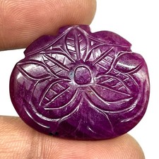 52.10 Cts Unheated Natural Ruby 25x31mm Huge Moghul Hand Carved Loose Gemstone