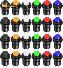 24Pcs 12Mm Latching Push Button Switch SPST ON/OFF AC 250V/1.5A 125V/3A, Lockab