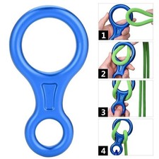 35KN Figure 8 Word Rope Descender Rappel Ring Rock Climbing Rescue Gear Blue 