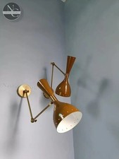 Pair of 1950s Mid-Century Italian Diabolo Wall Sconces – Raw Brass Light Fixture