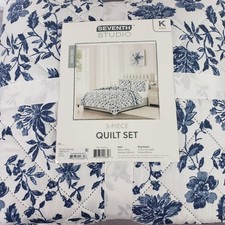 Seventh Studio 3-Pc. Quilt Set King Size Blue Alfie Floral