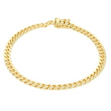 10K Yellow Gold Solid 5mm Mens Miami Cuban Link Chain Bracelet 7" 7.5" 8" 8.5" 9