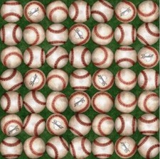 Sports Fabric - Grand Slam Small Baseball Green - QT Quilting Treasures YARD