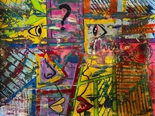 Original Acrylic Abstract Painting 18" x 24" "Love Story" by the artist HIM