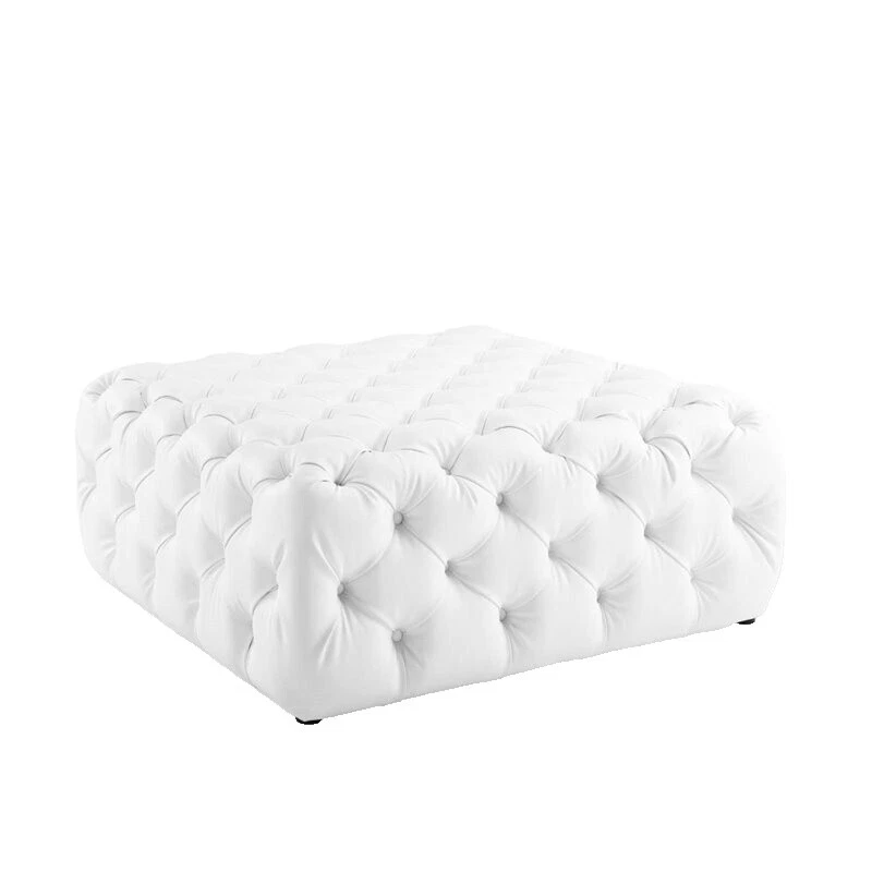 Cuero blanco otomanos