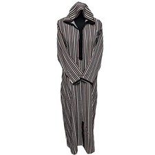 Women's Moroccan Multi Stripes Long Sleeve Hooded Cotton Blend Kaftan Djellaba
