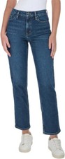 Calvin Klein Women High Rise Straight Leg Jean, Dark Blue, Sz-6