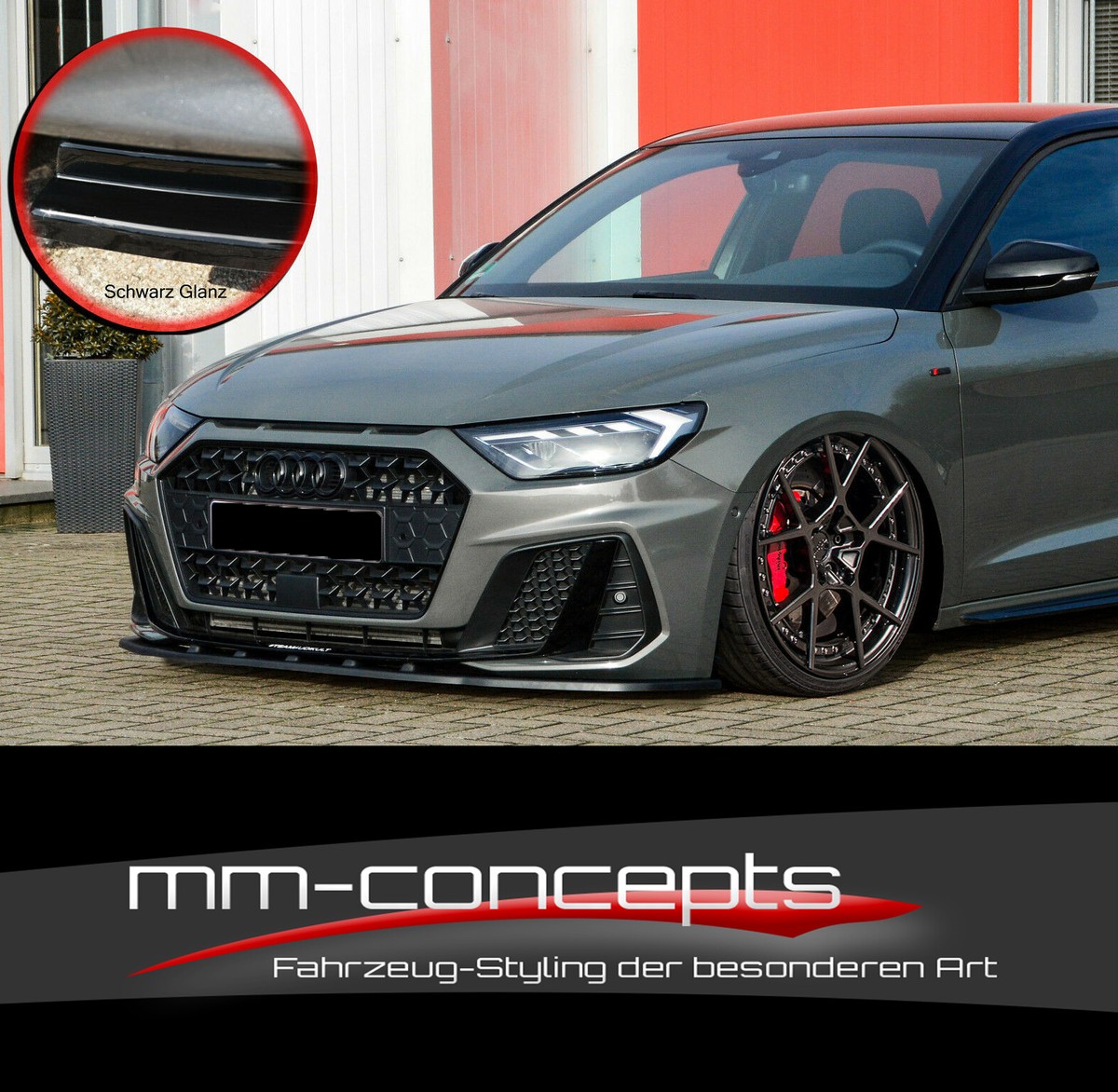 Cup Spoilerlippe SCHWARZ für Audi A1 GB S-Line S1 Spoilerschwert