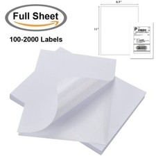 100-2000 Full Sheet Shipping Labels 8.5"x11" Self Adhesive Laser inkjet Printer