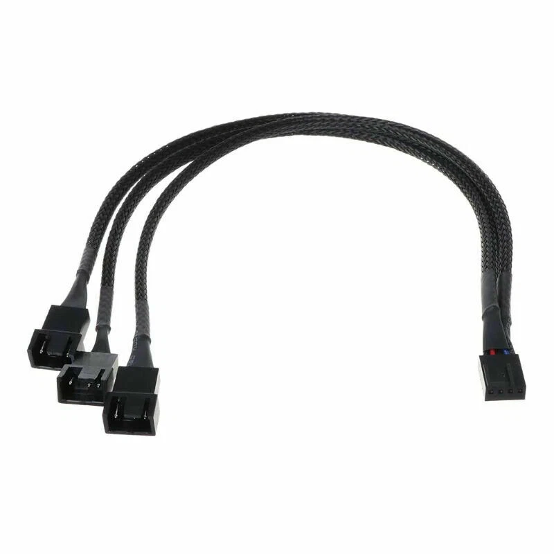 PC Fan Cable 4 pin PWM 1 to 2/3/4 ways Splitter Sleeved Extension Extender Cable - image 3 of 4