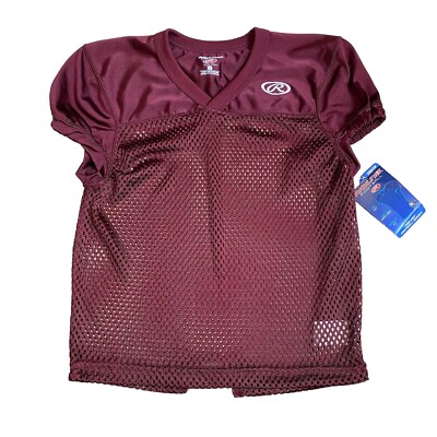 Rawlings Football Youth Pro Cut Short Sleeve Mesh Practice Jersey, Maroon,  Small