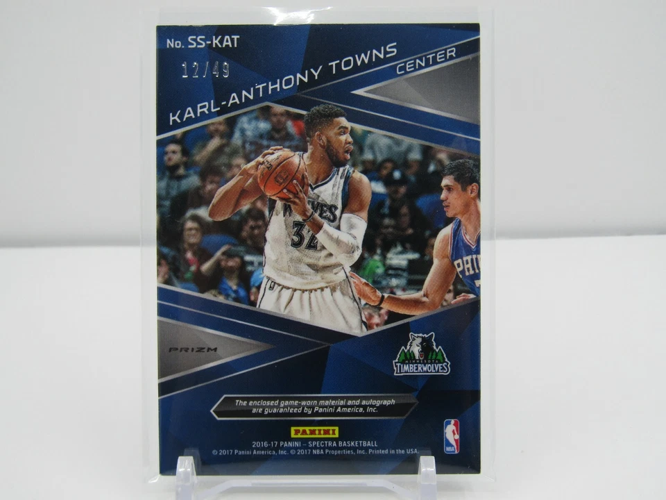 KARL ANTHONY TOWNS 2016-17 SPECTRA PRIZM PATCH AUTOGRAPH 12/49- TIMBERWOLVES - Image 2 of 2