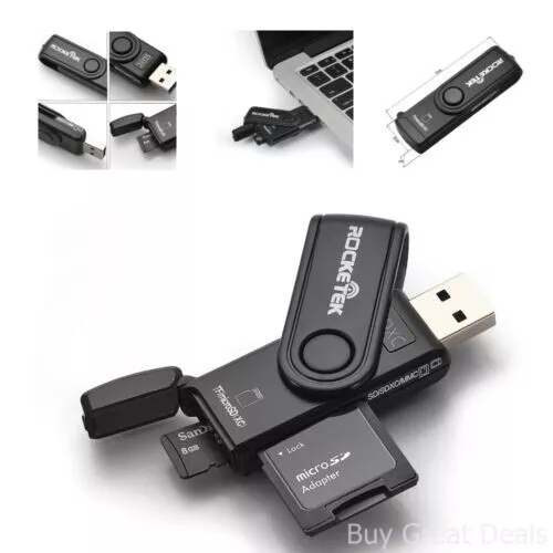 Memory Card Reader With A Build-in Micro SD Card Cap USB 3.0 Flash Drive 2 Slots - Picture 1 of 3