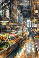 West Side Market watercolor Art 4x6 Print