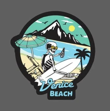 Venice Beach Sticker Skeleton Waterproof Skull Bones Beach Tropical Gift NEW