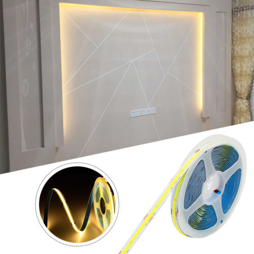 12V High Density COB LED Strip Lights Flexible Tape Rope Cabinet Kitchen Light - Afbeelding 1 van 21