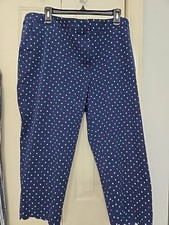 Talbots Navy Blue Pink White Polka Dot Scallop Chatam Crop Pants 22W