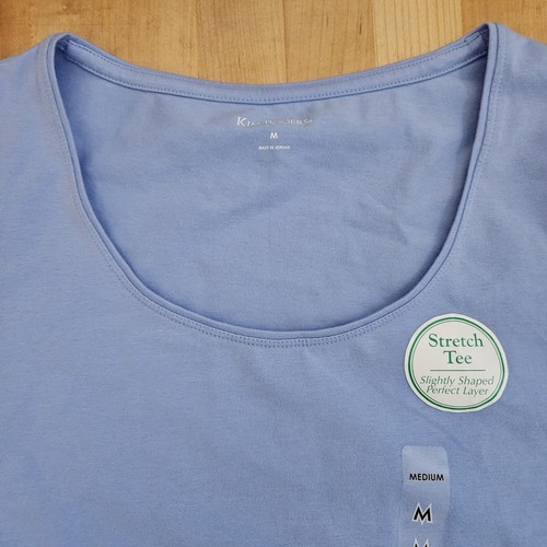 Kim Rogers Womens Stretch Blue Tee Cotton Scoop Neck Top Sz M - Picture 2 of 16