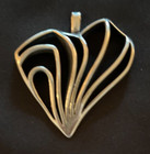 Silver Stylized Modern Heart Pendant Lavaliere Love Unisex Jewelry EUC