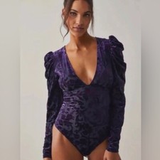 New with Tags Free People Intimately Magic Hour Deep Plunge Bodysuit Size S