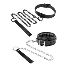Women Girls Black Sexy Leather Collar Choker Necklace Punk Cosplay Leash Chain