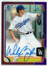 /250 Walker Buehler Dodgers 2015 Bowman Draft Purple REF RC Rookie AUTO SP