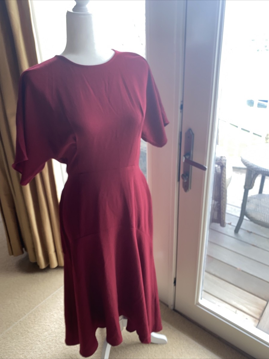 Whistles Textured Belted Midi Dress Red US 4, EUR 36 NWT $339 | eBay
