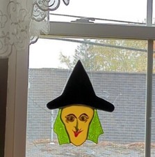 HANDCRAFTED STAINED GLASS WITCH SUNCATCHER
