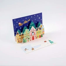 Santa's Arrival - Merry Christmas Pop Up 3D Greeting Card with Envelope