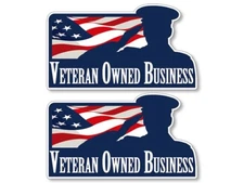 2-pack: 3x5 inch Veteran Owned Business Window or Door Sticker (US Vet Decal)