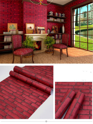 Wine Red Brick Wallpaper Self Adhesive Peel and Stick Contact Paper ...