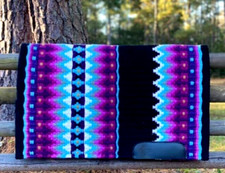 Western Show Black Base Handmade New Zealand Wool Saddle Pad In Size 34 42