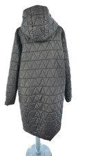 Eileen Fisher Coat Black Hooded Quilted Parka Jacket Padded Long Lagenlook L