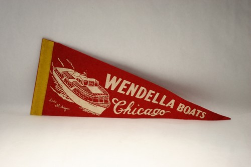 Rare Vintage Wendella Boats Chicago Lake Michigan Mini Pennant Flag Long14.3/8''