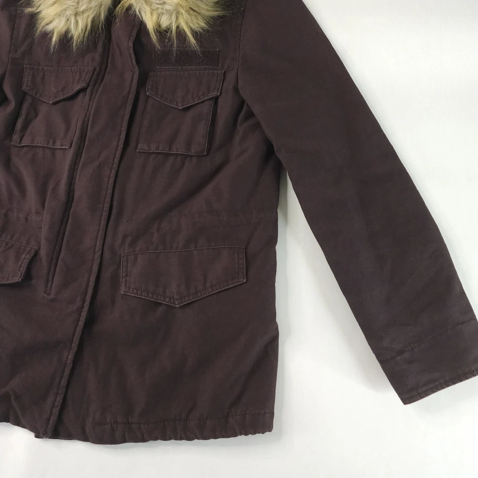 Chaqueta de lona HM Parka para mujer 0 púrpura acolchada forrada abrigo para clima frío cremallera completa Foto 3 de 4