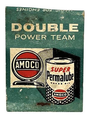 Amoco Super Permalube Matchs Double Power Team Motor Oil American Oil Co 1950s