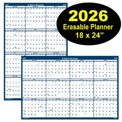 2026 3960 HOD3960 House of Doolittle Erasable Wall Calendar, 18 x
