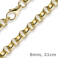 8Mm Armband Armkette Erbskette Aus 750 Gold Gelbgold, 21Cm, Unisex, Goldarmband